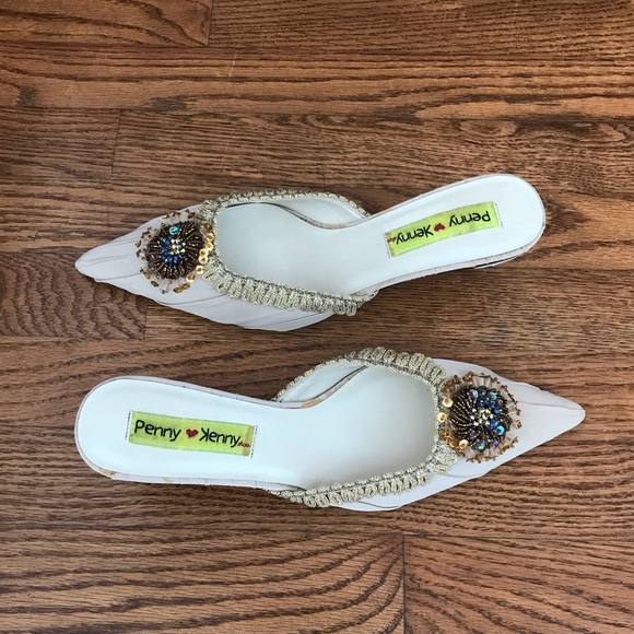 Penny Loves Kenny Lovely bead embroidered kitten heels women’s - Picture 6 of 11